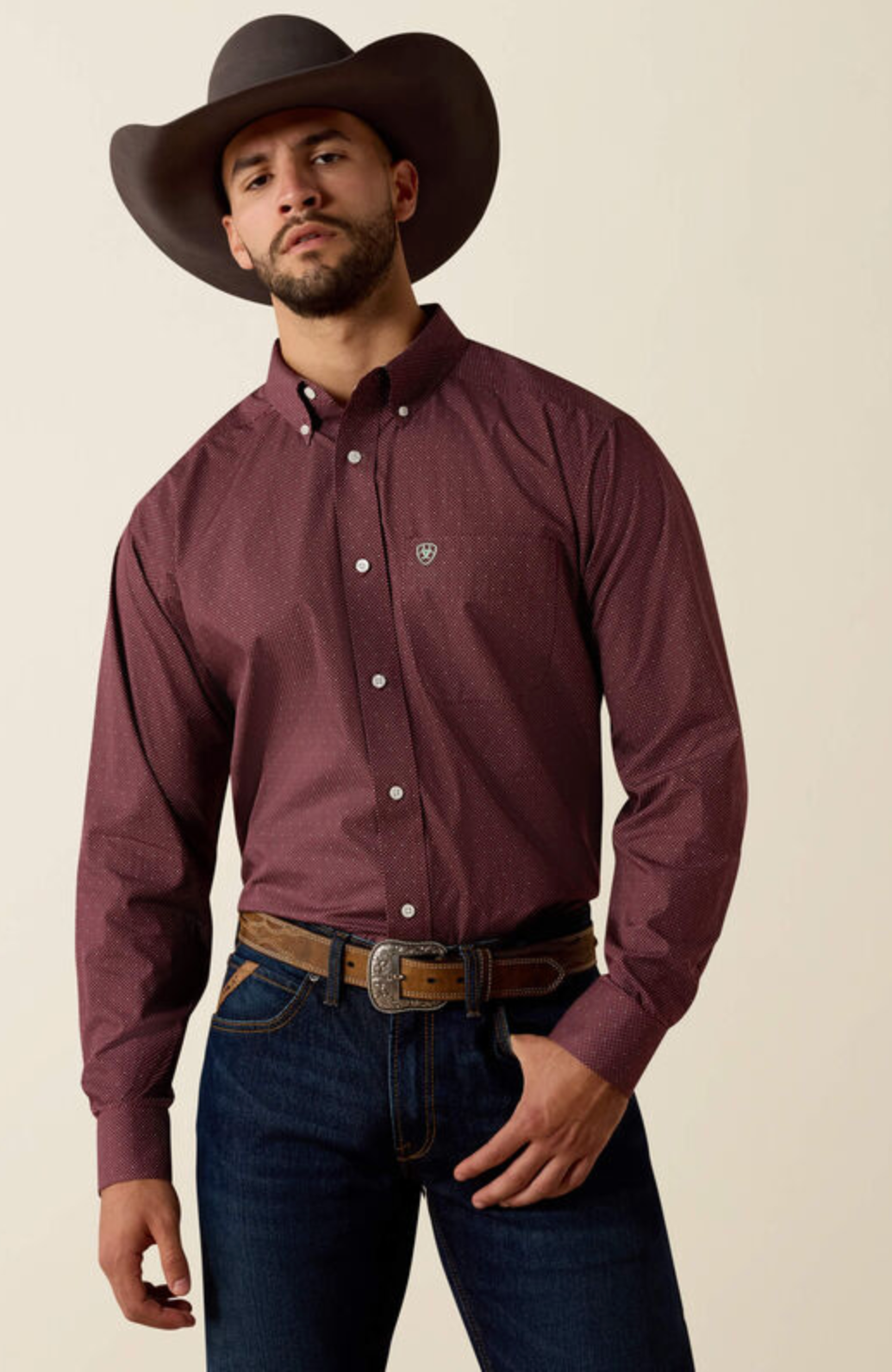 Men's Maroon Dot Wrenly Shirt