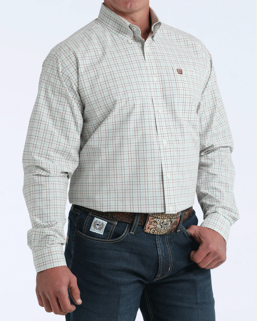 Men's Cream Plaid Shirt