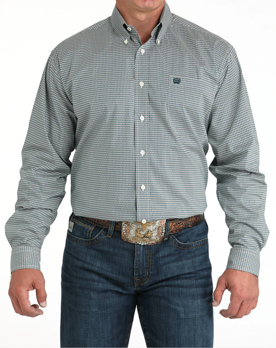 Teal Men's L/S Print Shirt