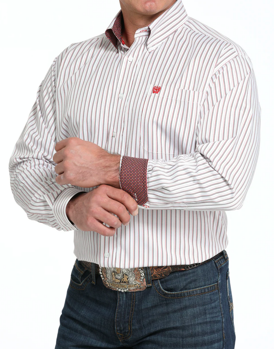 White Stripe Mens L/S Shirt