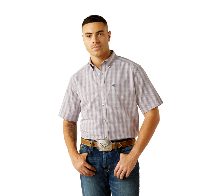 Mens Wf Purplr Plaid S/S Shirt
