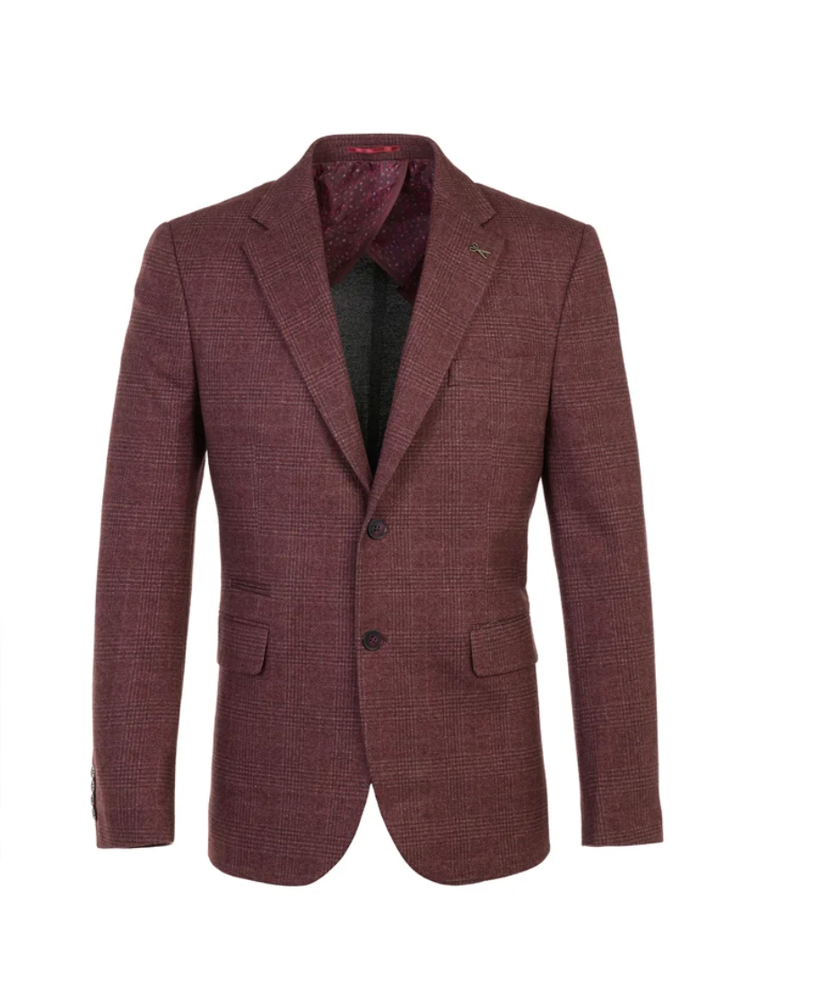 Maroon Plaid Blazer