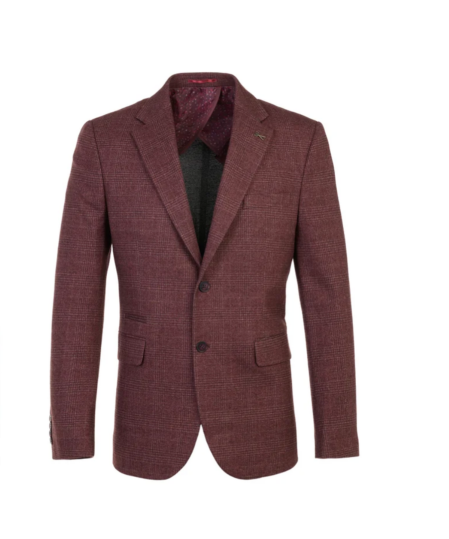 Maroon Plaid Blazer