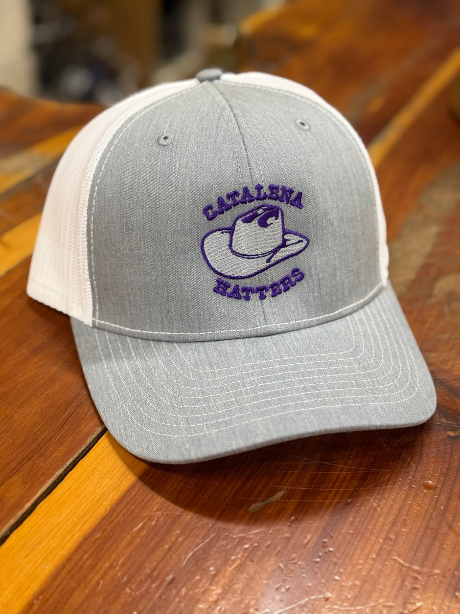 Heather Gray & White/Purple Catalena Hatters cap